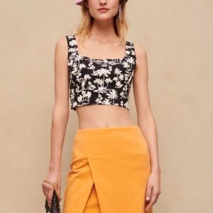 🌻NEW w/tags Maje B&W Palm Tree Print Crop Top FR Size 2 / US Medium $235 Retail